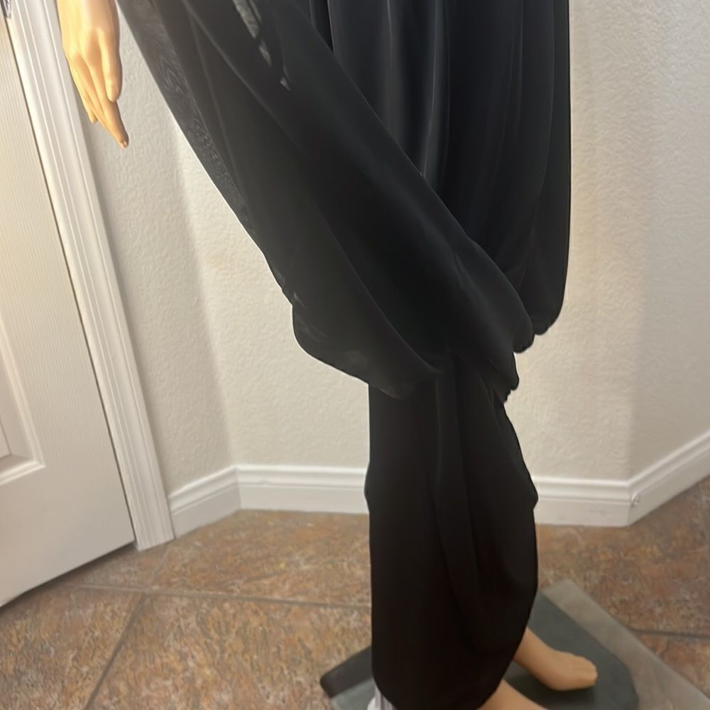 City Triangle Dress Size 10 Black Sleeveless Rhinestone Slimming Ruched Maxi - Picture 8 of 10
